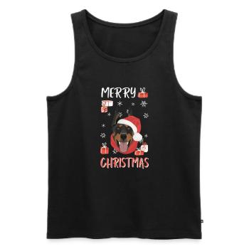 Dobermann Frohe Weihnachten - Männer Premium Bio Tank Top - Schwarz - Vorne - AI Model Male 178 light (178cm)