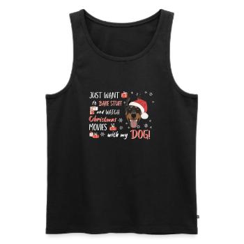 Dobermann Frohe Weihnachten - Männer Premium Bio Tank Top - Schwarz - Vorne - AI Model Male 178 light (178cm)