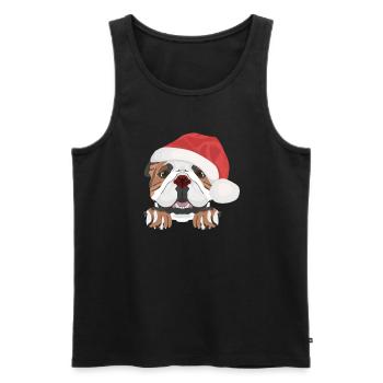 Bouledogue anglais Joyeux Noël - Débardeur bio Premium Homme - noir - Devant - Michal (187cm)