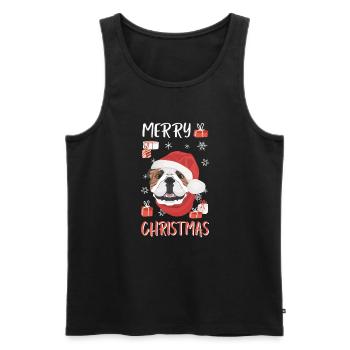 Bouledogue anglais Joyeux Noël - Débardeur bio Premium Homme - noir - Devant - Michal (187cm)