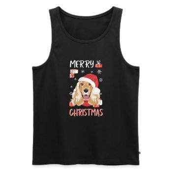 Deutsch Cocker Spaniel Joyeux Noël - Débardeur bio Premium Homme - noir - Devant - AI Model Male 178 light (178cm)