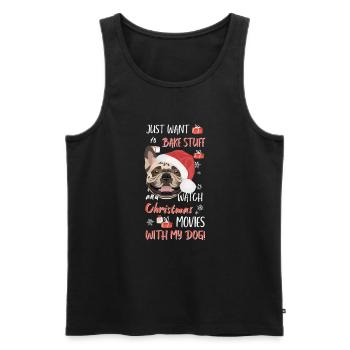 Français Bulldog Joyeux Noël - Débardeur bio Premium Homme - noir - Devant - Michal (187cm)