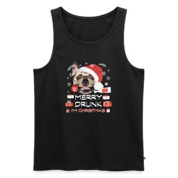 Français Marché de Noël Bulldog - Débardeur bio Premium Homme - noir - Devant - Michal (187cm)