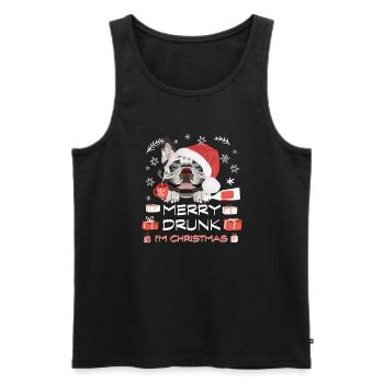 Français Marché de Noël Bulldog - Débardeur bio Premium Homme - noir - Devant - Michal (187cm)