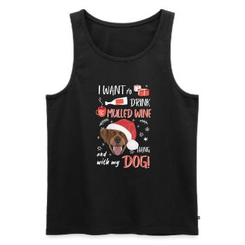 Labrador vin chaud Noël - Débardeur bio Premium Homme - noir - Devant - AI Model Male 178 light (178cm)