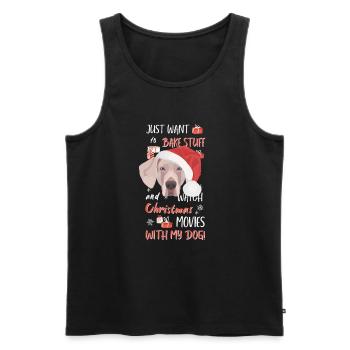 Joyeux Noël Weimaraner - Débardeur bio Premium Homme - noir - Devant - AI Model Male 178 light (178cm)