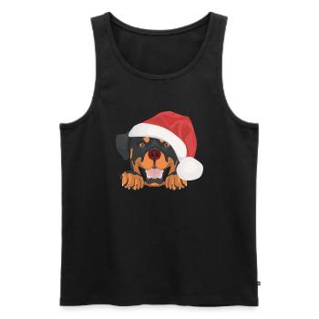Rottweiler Merry Christmas - Men's Premium Organic Tank Top - black - Front - Michal (187cm)