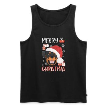 Rottweiler Merry Christmas - Men's Premium Organic Tank Top - black - Front - Michal (187cm)