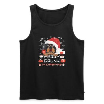 Wire-haired Dachshund Christmas Market - Men's Premium Organic Tank Top - black - Front - AI Model Male 178 light (178cm)