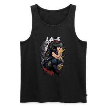 Vélociraptor - Débardeur bio Premium Homme - noir - Devant - Michal (187cm)