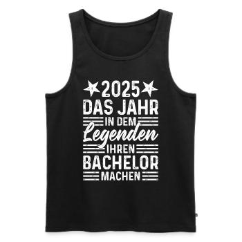 2025 - Jahr in dem Legenden ihren Bachelor machen - Männer Premium Bio Tank Top - Schwarz - Vorne - Michal (187cm)