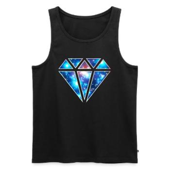 Diamant, galaxy style, triangle, space, symbole, - Débardeur bio Premium Homme - noir - Devant - AI Model Male 178 light (178cm)