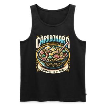 Nouilles carbonara Pâtes Nouilles Cuisine italienne - Débardeur bio Premium Homme - noir - Devant - Michal (187cm)