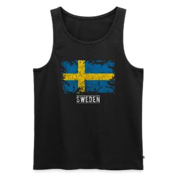 Cadeau de bannière drapeau Suède - Débardeur bio Premium Homme - noir - Devant - Michal (187cm)