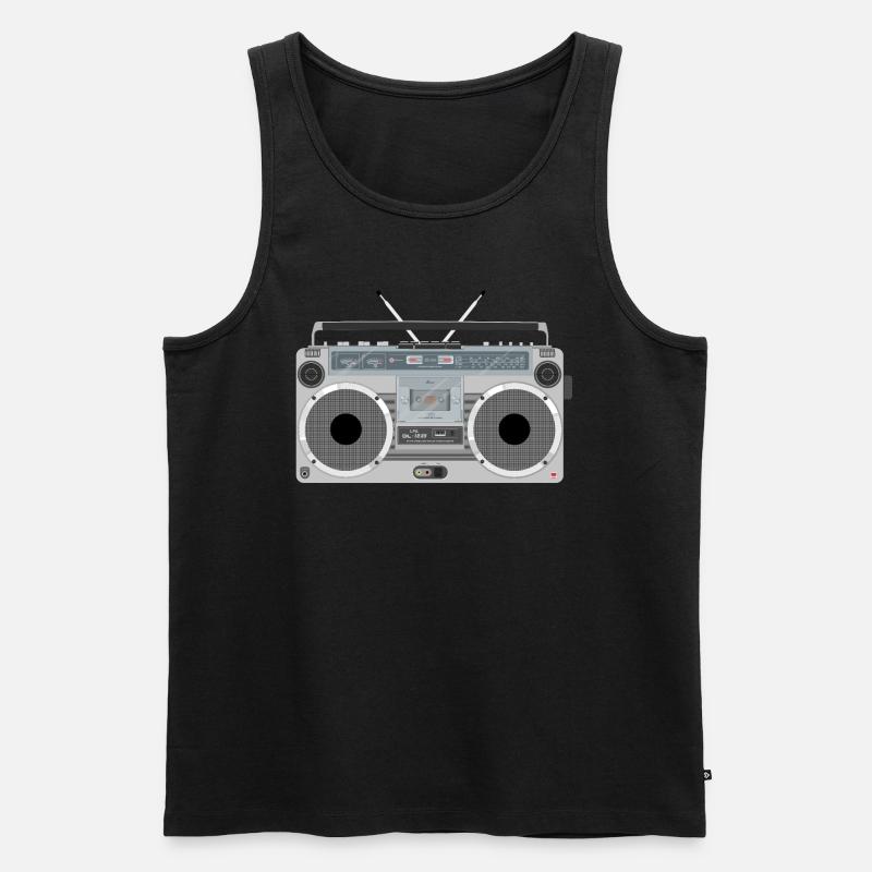 Ghettoblaster Retro - Männer Premium Bio Tank Top - Schwarz
