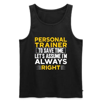 Fitness Workout Motivation Entraîneur personnel - Débardeur bio Premium Homme - noir - Devant - Michal (187cm)