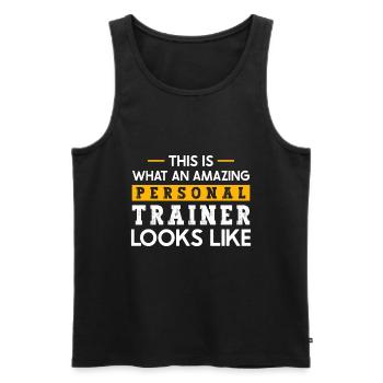 Fitness Workout Motivation Entraîneur personnel - Débardeur bio Premium Homme - noir - Devant - Michal (187cm)