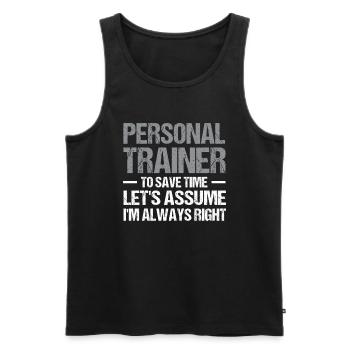 Fitness Workout Motivation Entraîneur personnel - Débardeur bio Premium Homme - noir - Devant - Michal (187cm)