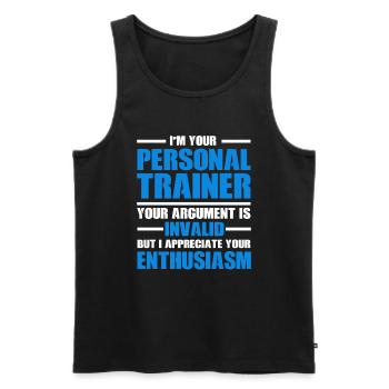 Fitness Workout Motivation Entraîneur personnel - Débardeur bio Premium Homme - noir - Devant - Michal (187cm)