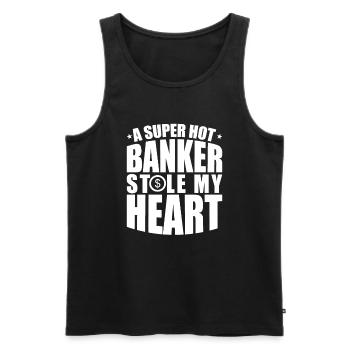 Banquier Banque Argent Banquier - Débardeur bio Premium Homme - noir - Devant - AI Model Male 178 light (178cm)