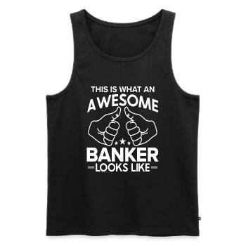 Banquier Banque Argent Banquier - Débardeur bio Premium Homme - noir - Devant - AI Model Male 178 light (178cm)