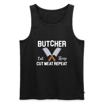 Butcher Cadeau Boucher Boucher Maître Boucher - Débardeur bio Premium Homme - noir - Devant - AI Model Male 178 light (178cm)