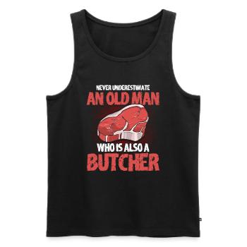 Butcher Cadeau Boucher Boucher Maître Boucher - Débardeur bio Premium Homme - noir - Devant - AI Model Male 178 light (178cm)