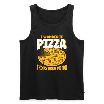 Pizza Food Pizzeria Tranche de pizza Pizza maker - Débardeur bio Premium Homme - noir - Devant - Michal (187cm)
