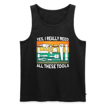 Carpenter Gift Saying Woodworking - Men's Premium Organic Tank Top - black - Front - Michal (187cm)