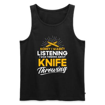 Knife throwing disc gift knife thrower - Men's Premium Organic Tank Top - black - Front - Michal (187cm)