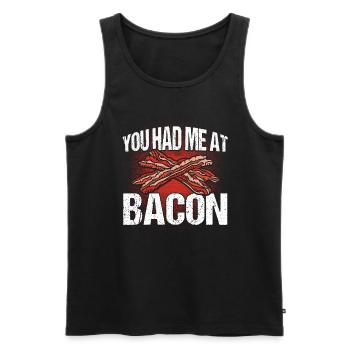 You had me at Bacon - Men's Premium Organic Tank Top - black - Front - AI Model Male 178 light (178cm)
