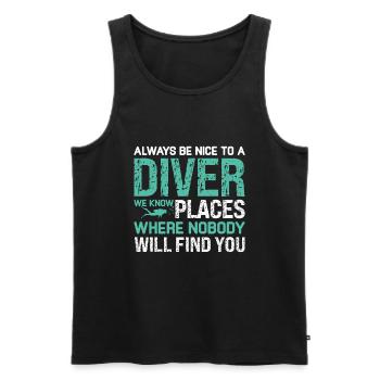 Sporttauchen Geschenk Unterwasser Sporttaucher - Männer Premium Bio Tank Top - Schwarz - Vorne - Michal (187cm)