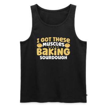 Bread Baking Gift Bakery Quote Baker - Men's Premium Organic Tank Top - black - Front - AI Model Male 178 light (178cm)