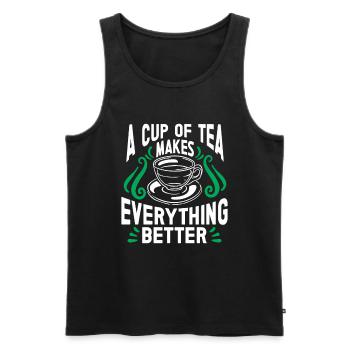 Teetrinker Geschenk Tasse Tee Liebhaber - Männer Premium Bio Tank Top - Schwarz - Vorne - Michal (187cm)
