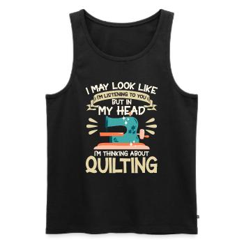 Quilting Gift Sewing Knitting Quilter - Men's Premium Organic Tank Top - black - Front - AI Model Male 178 light (178cm)