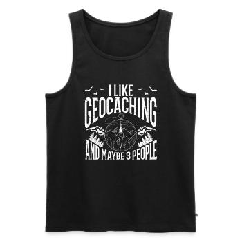 Cadeau Geocaching Geocacher Geocache - Débardeur bio Premium Homme - noir - Devant - AI Model Male 178 light (178cm)