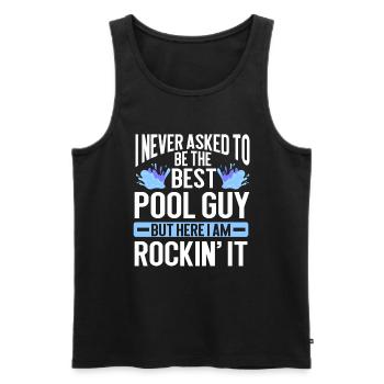 Nettoyage de piscine Travail Gardien de piscine - Débardeur bio Premium Homme - noir - Devant - Michal (187cm)