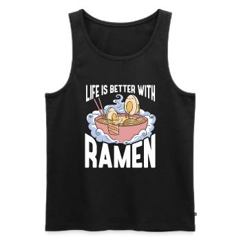 Ramen Cadeau Soupe de nouilles japonaises Ramen - Débardeur bio Premium Homme - noir - Devant - Michal (187cm)