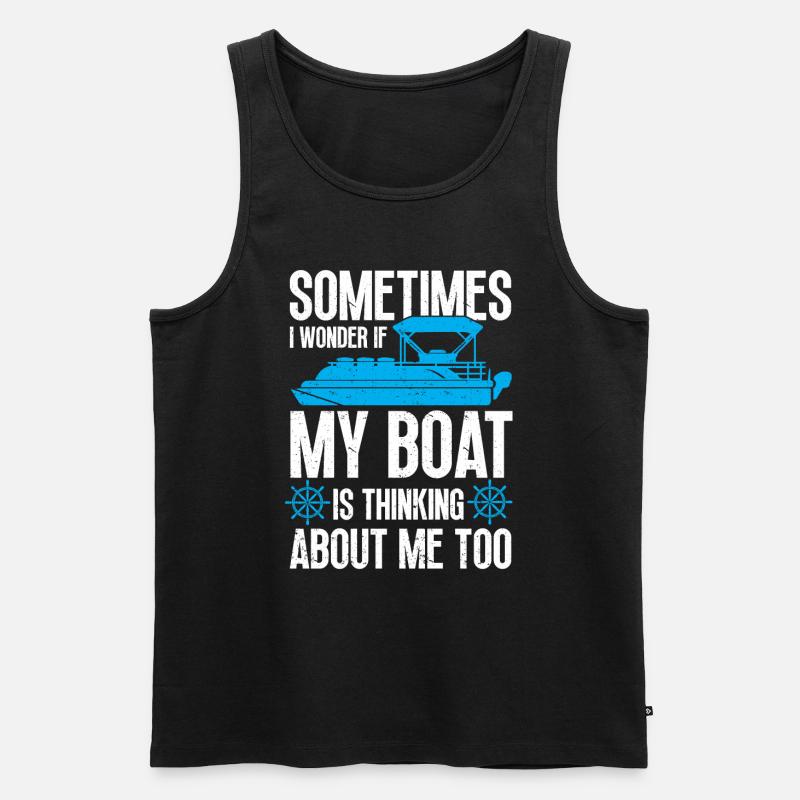 Boot Pontoon Boot Kapitän - Männer Premium Bio Tank Top - Schwarz