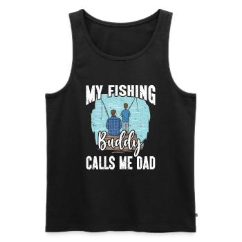 Mon copain de pêche m’appelle Papa pêcheur - Débardeur bio Premium Homme - noir - Devant - Michal (187cm)