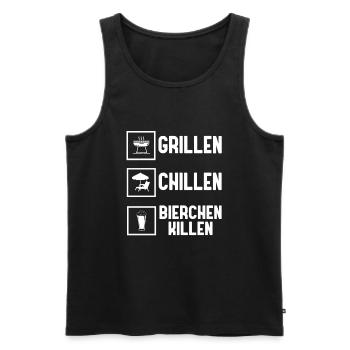 Grillen Chillen Bierchen Killen Bier BBQ Grill - Männer Premium Bio Tank Top - Schwarz - Vorne - AI Model Male 178 light (178cm)
