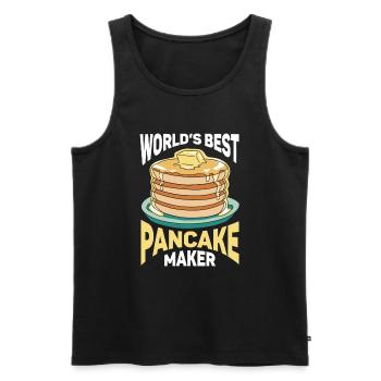 Pancake Saying Breakfast Pancakes - Men's Premium Organic Tank Top - black - Front - Michal (187cm)