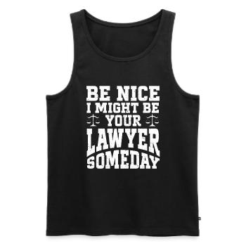 Avocat cadeau faculté de droit étudiant humour avocat - Débardeur bio Premium Homme - noir - Devant - Michal (187cm)