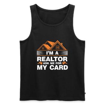 Cadeau d’agent immobilier pour agent immobilier - Débardeur bio Premium Homme - noir - Devant - Michal (187cm)