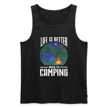 Camping Cadeau Campfire Nature Camper - Débardeur bio Premium Homme - noir - Devant - Michal (187cm)
