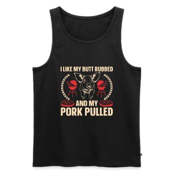Porc effiloché BBQ Schwein Grill - Débardeur bio Premium Homme - noir - Devant - Michal (187cm)