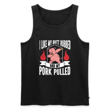 BBQ Pulled Pork Schwein Grill - Männer Premium Bio Tank Top - Schwarz - Vorne - AI Model Male 178 light (178cm)
