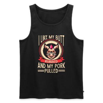 BBQ Pulled Pork Schwein Grill - Männer Premium Bio Tank Top - Schwarz - Vorne - AI Model Male 178 light (178cm)