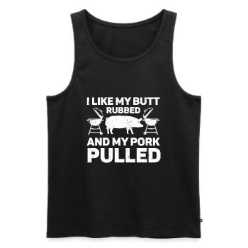 BBQ Pulled Pork Schwein Grill - Männer Premium Bio Tank Top - Schwarz - Vorne - AI Model Male 178 light (178cm)