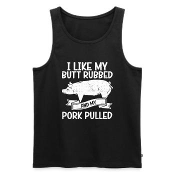 BBQ Pulled Pork Schwein Grill - Männer Premium Bio Tank Top - Schwarz - Vorne - AI Model Male 178 light (178cm)
